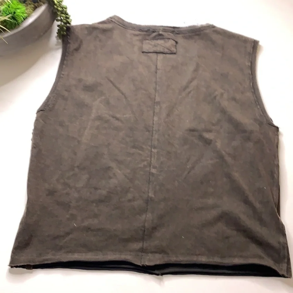 Free People oversized raven feather brown muscle T-shirt sleeveless small - Picture 5 of 5
